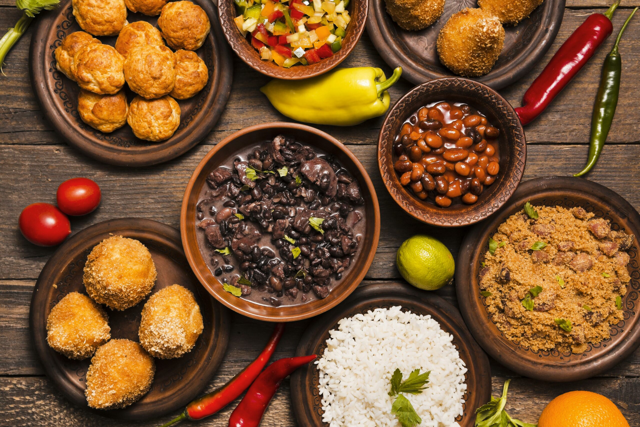 flat lay assortment with delicious brazilian food scaled
